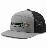 Foremost Hat Grey Performance Flat Bill Golf Cap – Perforated Water-Repellent Snapback Hat image 1