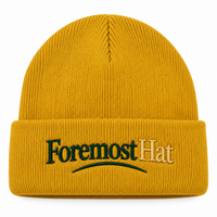 Foremost Hat Mustard Yellow Ribbed Knit Beanie – Embroidered Cuffed Winter Hat for Men & Women image 1