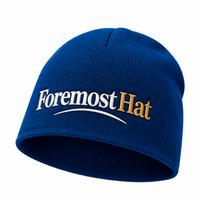 Foremost Hat Royal Blue Knit Beanie – Embroidered Cuffless Winter Hat for Men & Women image 1