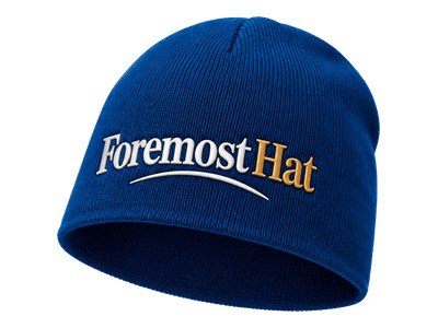 Foremost Hat Royal Blue Knit Beanie – Embroidered Cuffless Winter Hat for Men & Women