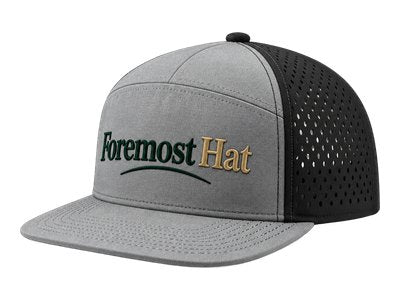 Foremost Hat Grey Performance Flat Bill Golf Cap – Perforated Water-Repellent Snapback Hat