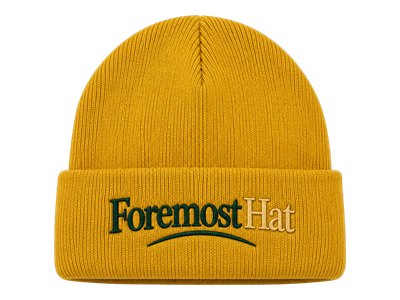 Foremost Hat Mustard Yellow Ribbed Knit Beanie – Embroidered Cuffed Winter Hat for Men & Women
